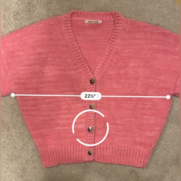 Misha & Puff womens size 1 pink v neck wedge cardigan sweater 100% pima cotton - Picture 5 of 6